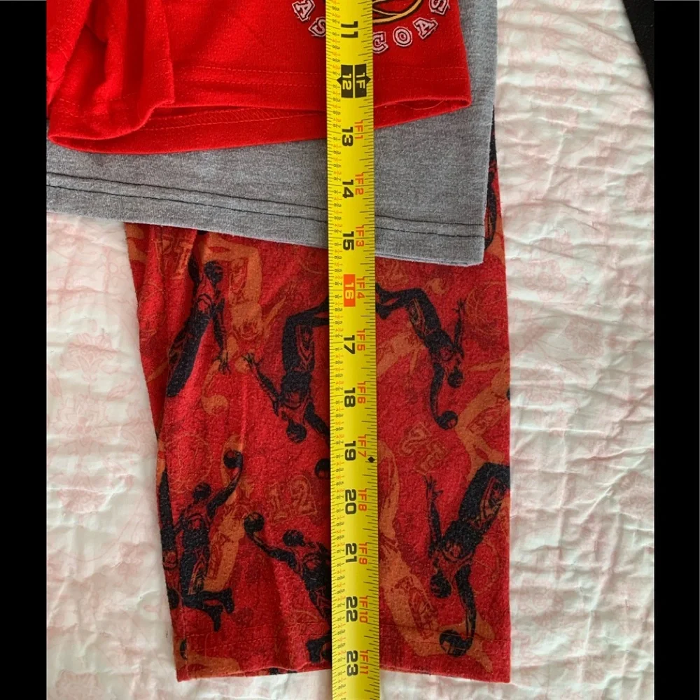 J Khaki Pajama Set Boys XS (4/5) Red Black 3 Pieces Top Pants Shorts Basketball